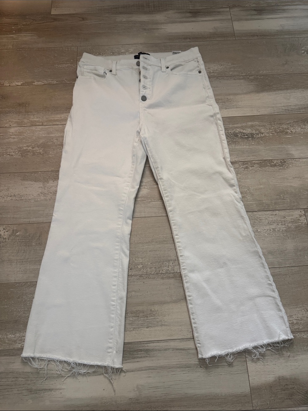 Banana Republic White Flare Jeans with Raw Hem